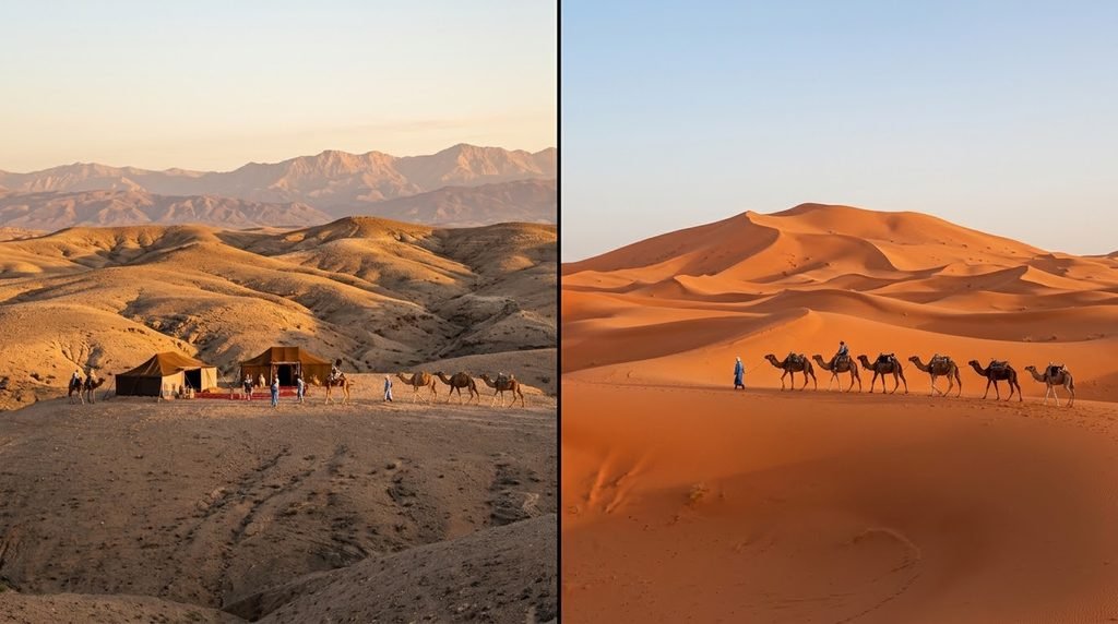Choosing between Agafay and Merzouga desert experiences in Morocco
